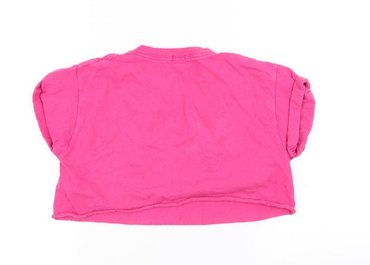 River Island Girls Pink Cropped T-Shirt Size 5-6 Years