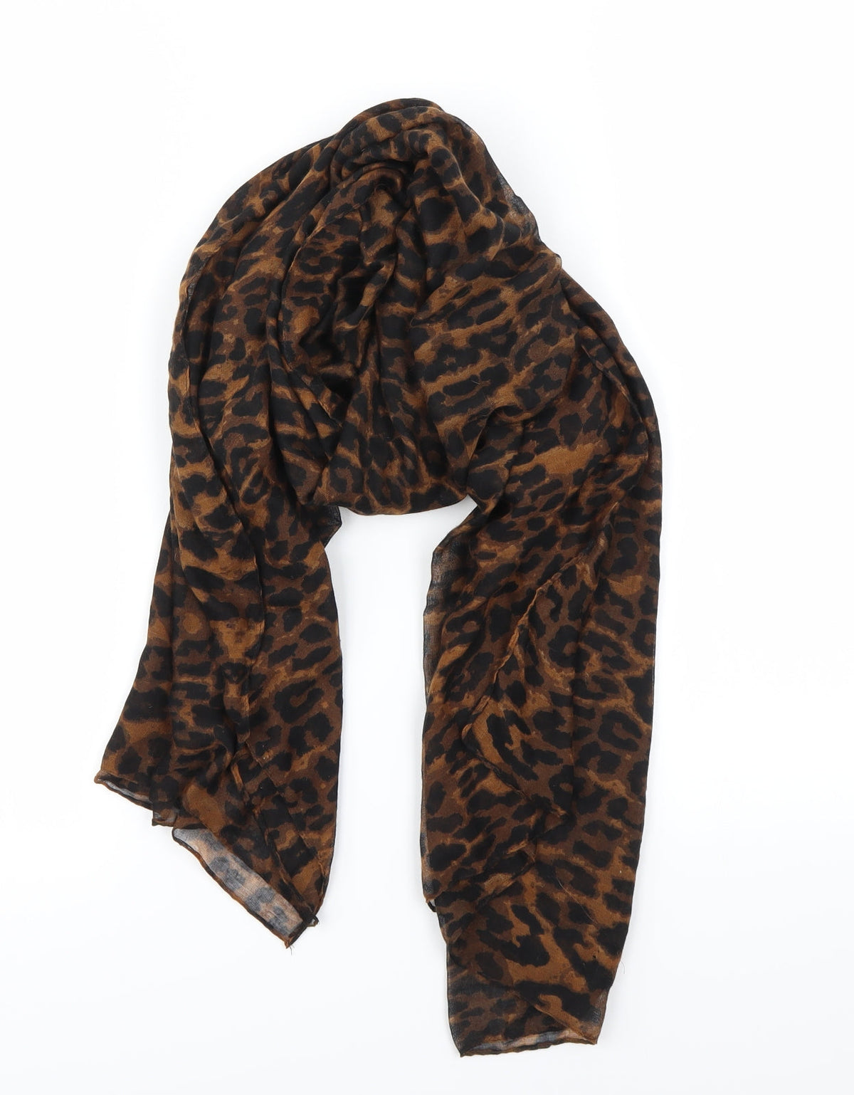 Front view of Preworn women’s beige animal print scarf