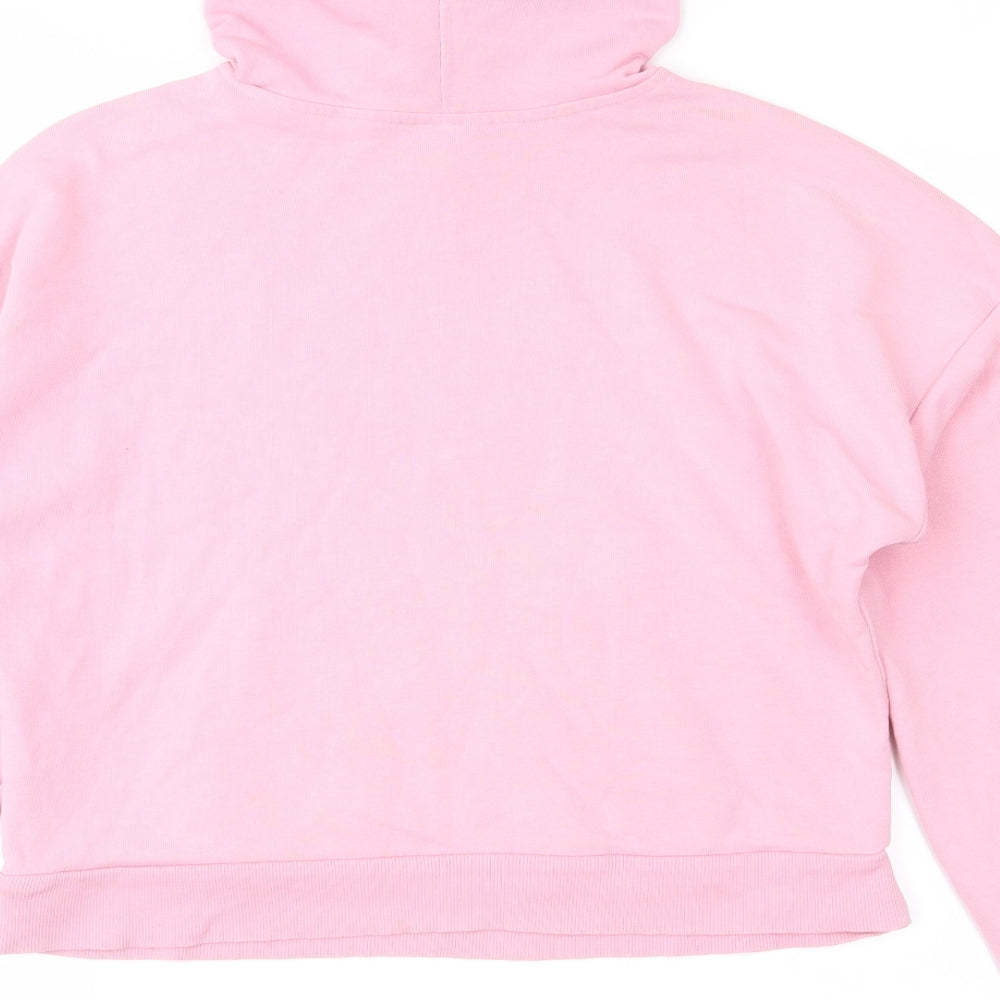 Brand and care label for Topshop women’s pink pullover hoodie, size UK 6