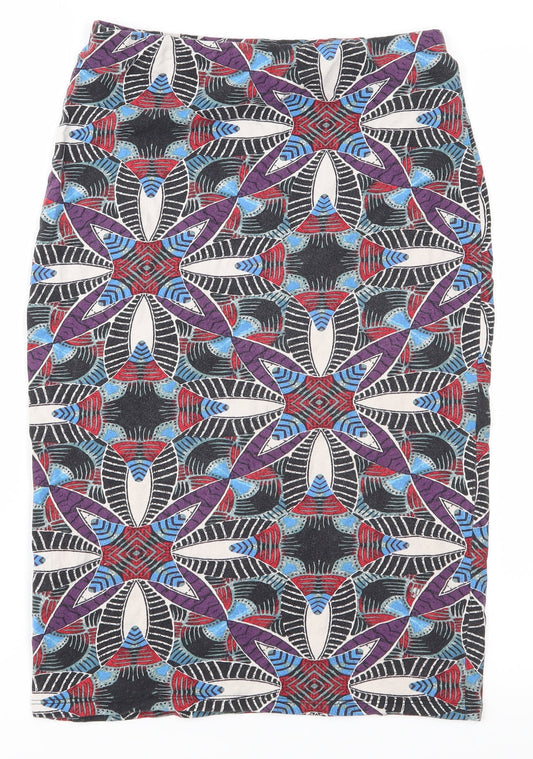 New Look Womens Black Geometric A-Line Skirt Size 8