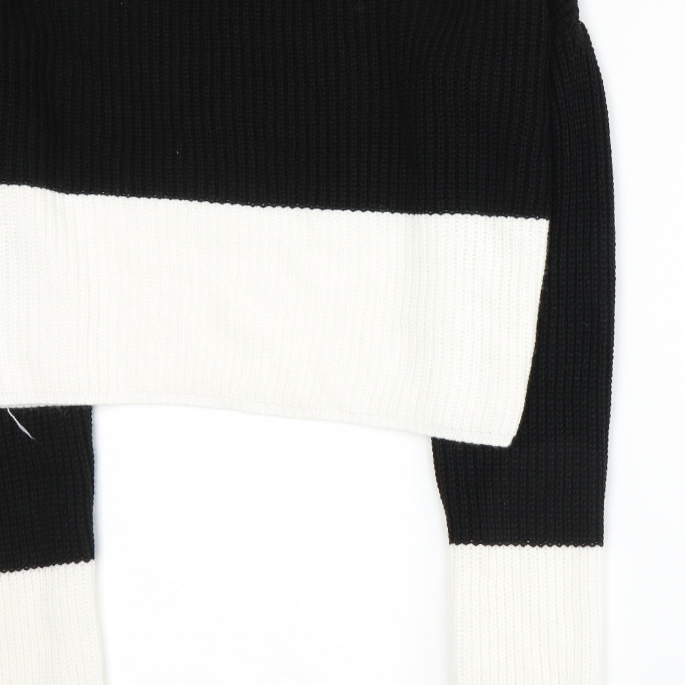 Brand and care label for PRETTYLITTLETHING women’s black knit jumper, size S
