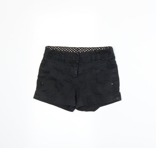 Additional front view of Next girls’ black paperbag shorts, size 6, years