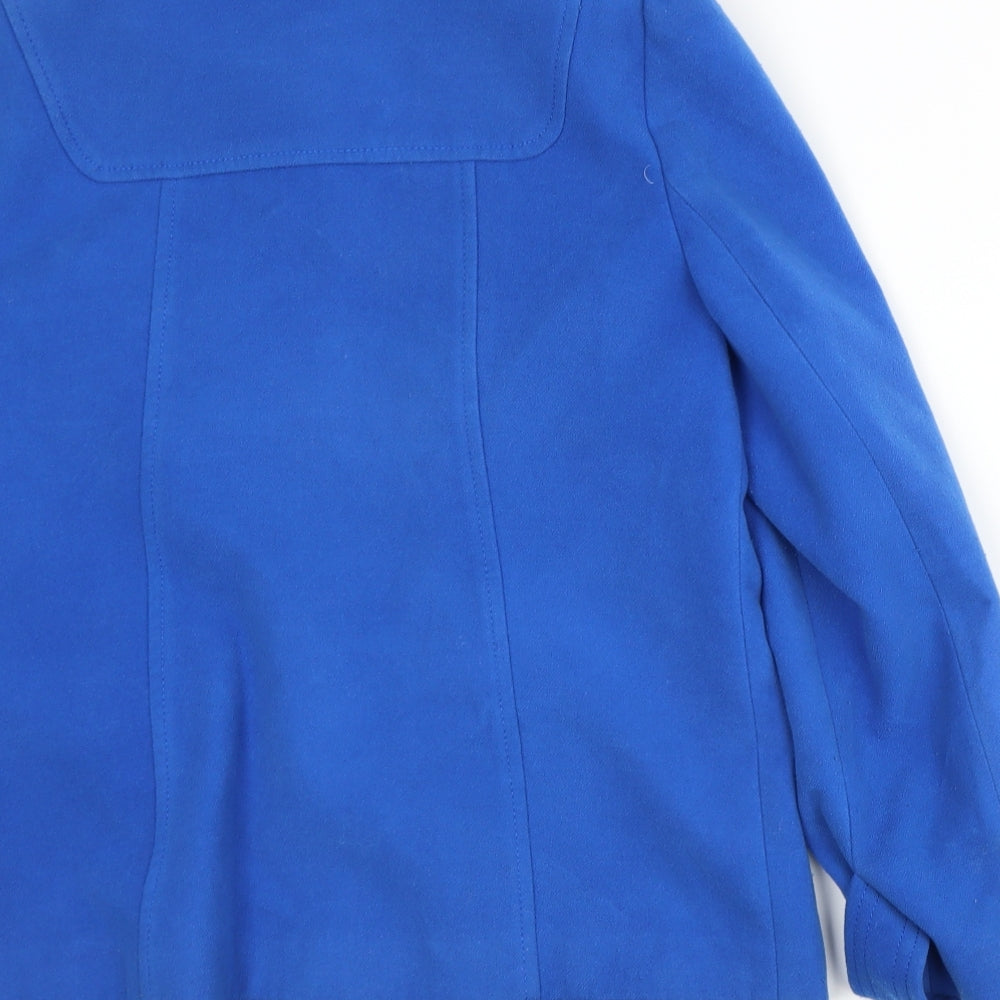 Brand and care label for W women’s blue jacket, size UK 14