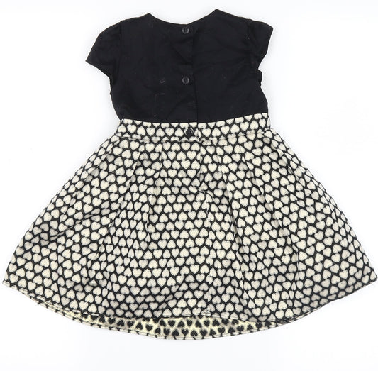no brand Girls Gold Skater Dress Size 12-18 Months - hearts