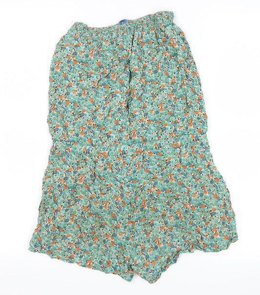 Zara Womens Green Floral Shorts One-Piece Size S