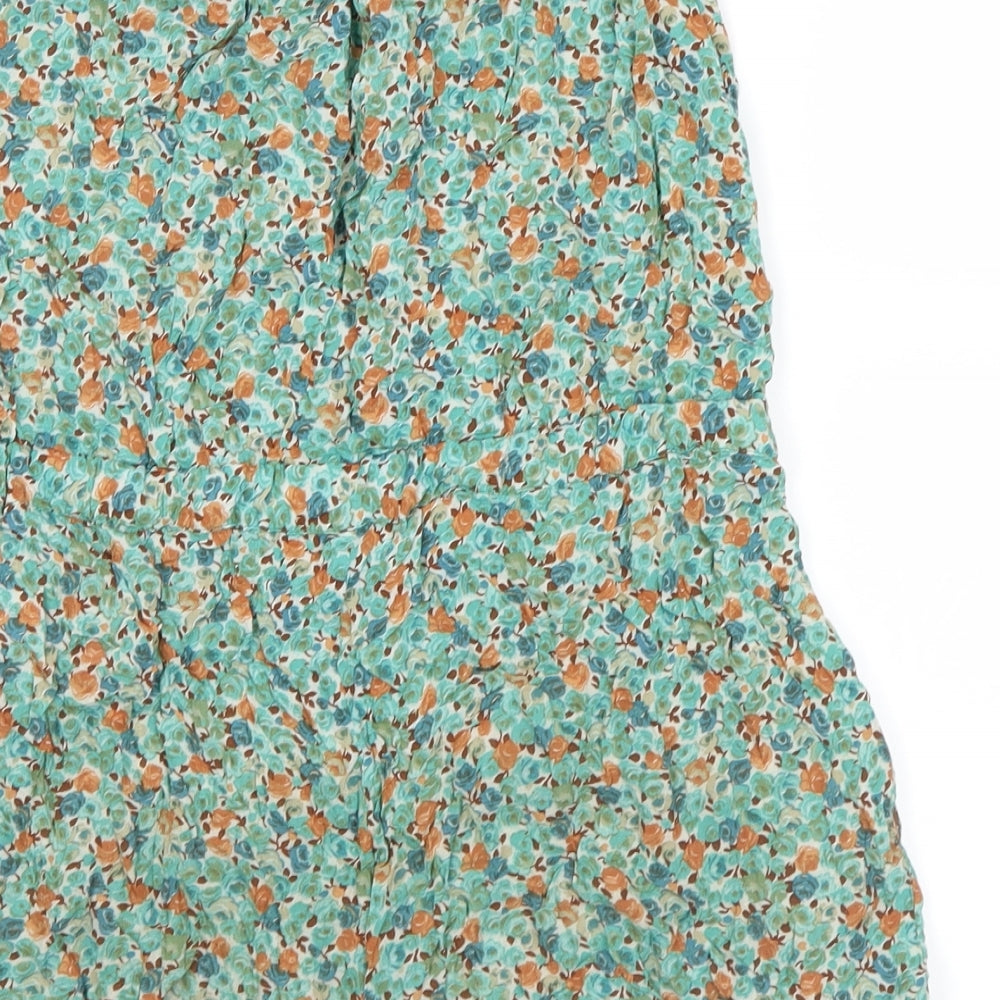 Zara Womens Green Floral Shorts One-Piece Size S