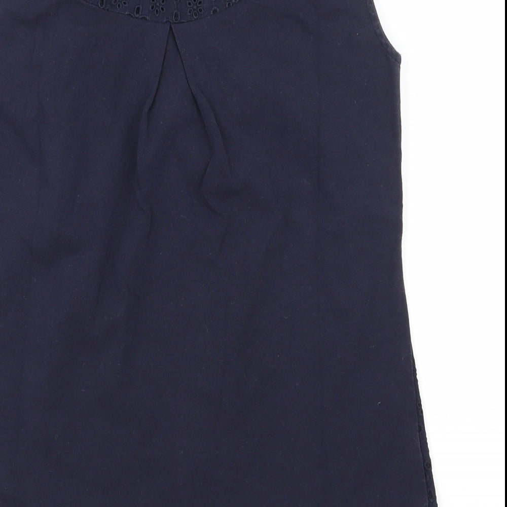 Brand and care label for Amphora women’s blue floral basic t-shirt, size UK 8