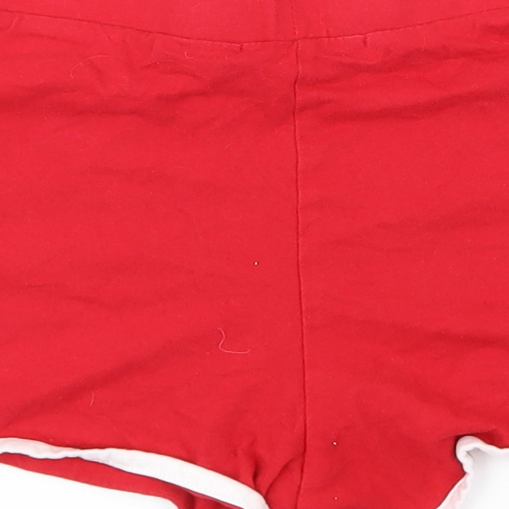 Brand and care label for New Look girls’ red cami sleep shorts, size M