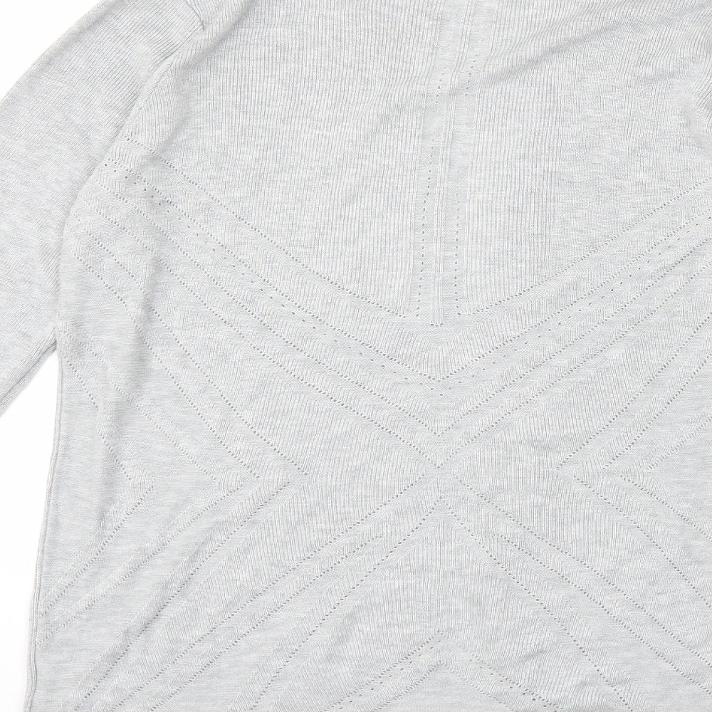 Brand and care label for Principles women’s grey knit cardigan jumper, size UK 12