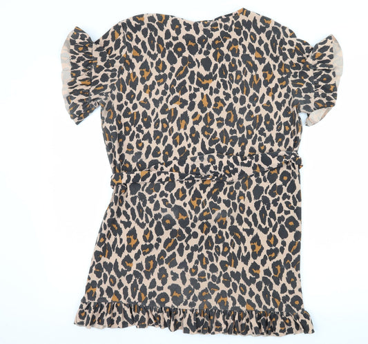I SAW IT FIRST Womens Brown Animal Print Jersey T-Shirt Dress Size 8