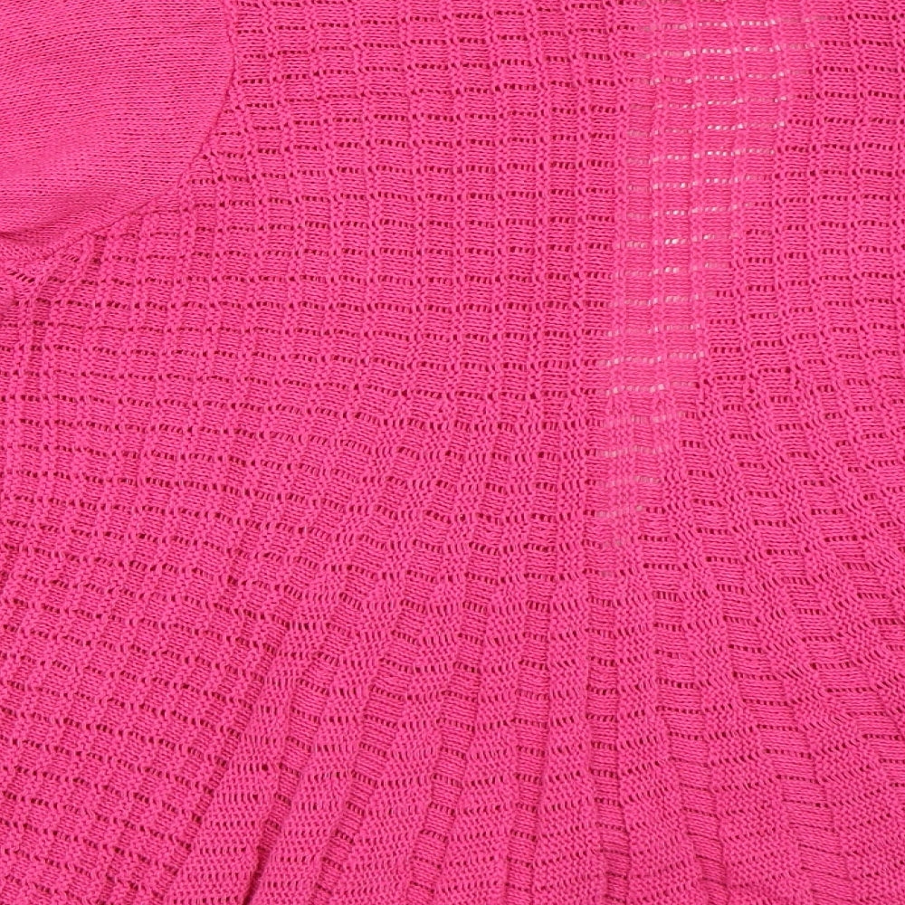 Brand and care label for Pura Moda women’s pink cardigan jumper, size L