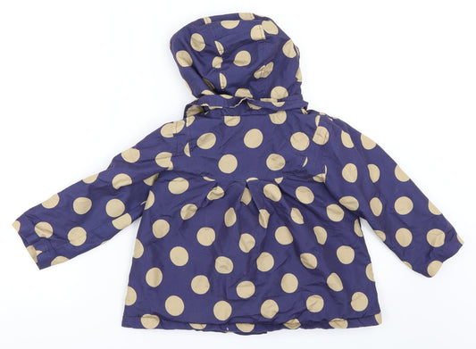 Mini Club Girls Blue Polka Dot Basic Coat Coat Size 3-4 Years