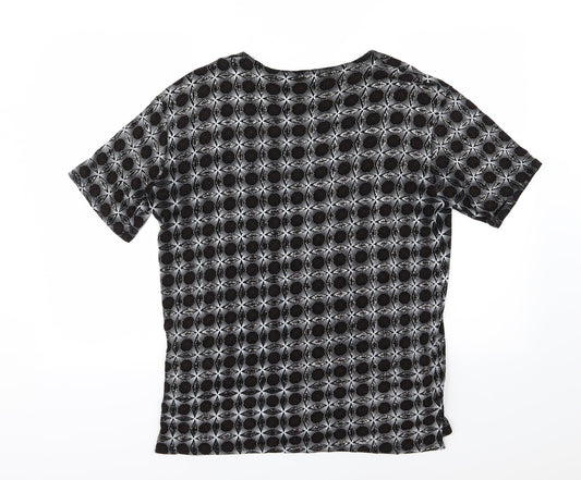 Eye Casuals Womens Black Geometric Basic T-Shirt Size XL
