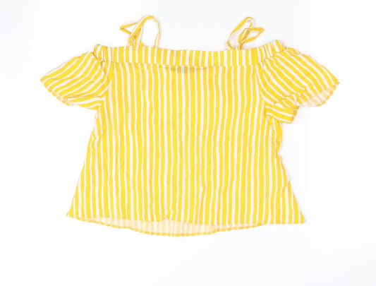 Primark Girls Yellow Striped Basic Blouse Size 10-11 Years