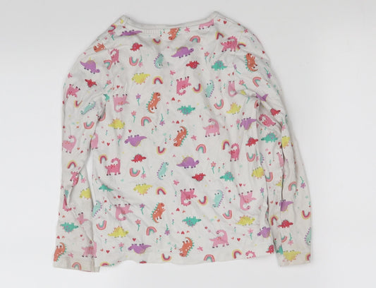 pre worn Girls White Solid Top Pyjama Top Size 5-6 Years