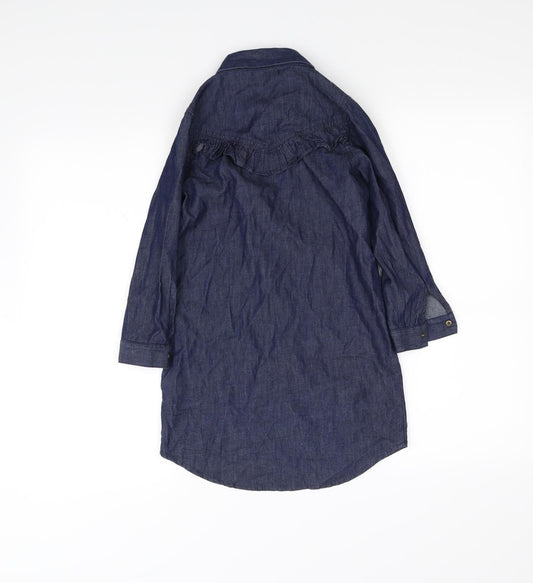 bluezoo Girls Blue Basic Button-Up Size 7 Years