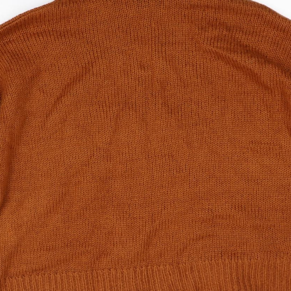 Brand and care label for New Look women’s orange jumper, size L