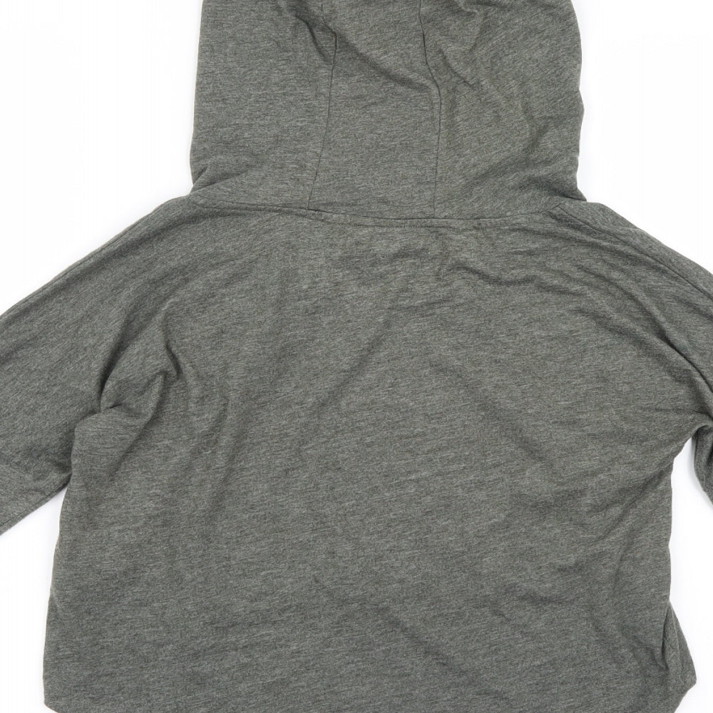 Brand and care label for Very girls’ green pullover hoodie, size 11-12, years - cropped