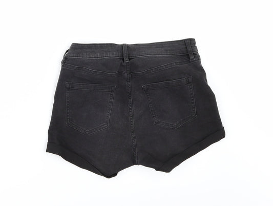 H&M Womens Black Denim Hot Pants Shorts Size 4