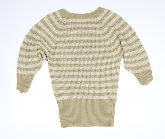 H&M Womens Gold Striped Pullover Jumper Size XS
