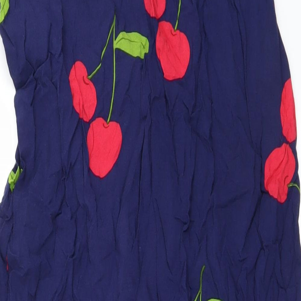 Brand and care label for Forever 21 women’s blue floral a-line skirt, size XS