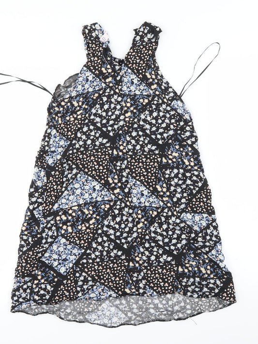 Miss Selfridge Womens Black Floral A-Line Size 8