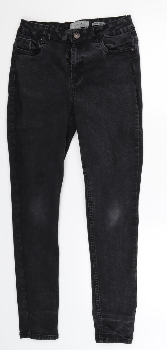 Additional front view of New Look women’s black denim skinny jeans, size UK 10, 27-inch leg