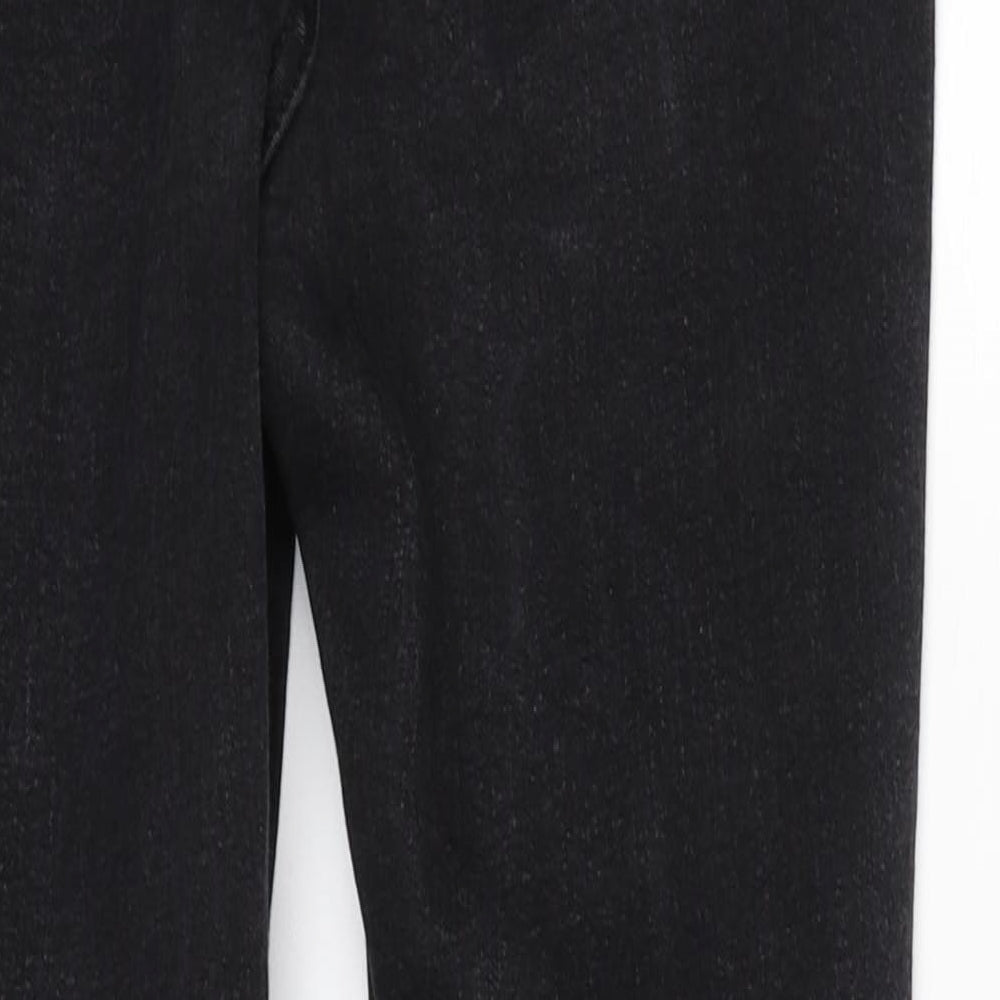 Brand and care label for New Look women’s black denim skinny jeans, size UK 10, 27-inch leg