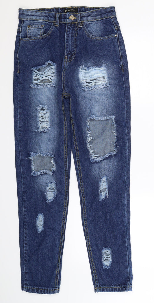 Additional front view of I SAW IT FIRST women’s blue denim straight jeans, size UK 6, 29-inch leg
