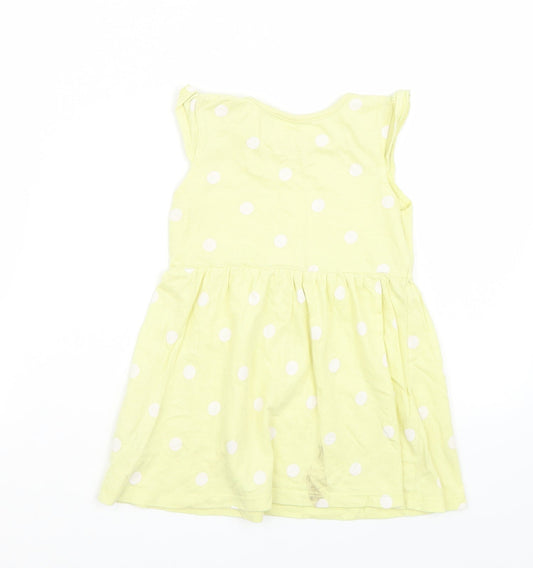 Made for Life Girls Yellow Polka Dot Basic T-Shirt Size 2 Years