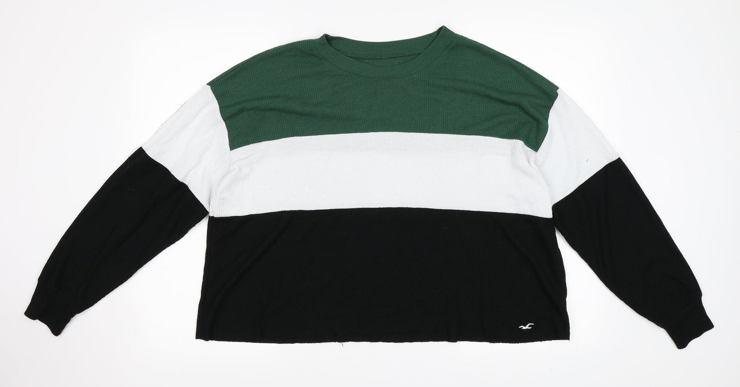 Hollister Womens Green Striped  Pullover Jumper Size L