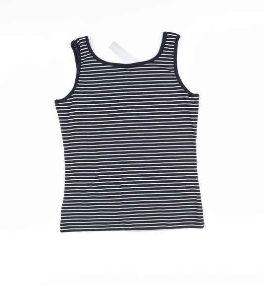 Alibi Womens Black Striped Basic Tank Size L