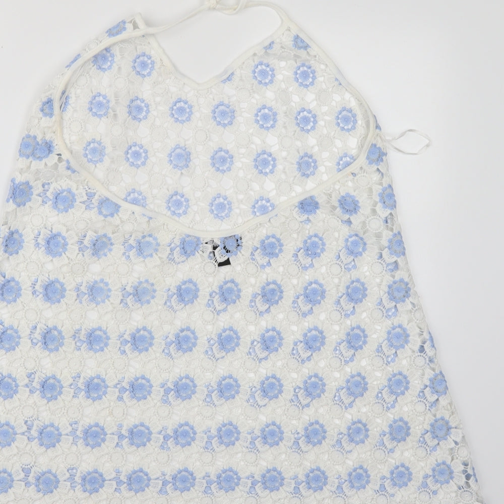 Atmosphere Womens White Floral A-Line Size L - Beachwear