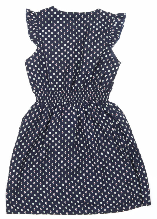 ginger soul Womens Blue Polka Dot Skater Dress Size S