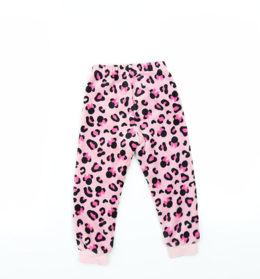 Disney Girls Pink Solid Pyjama Pants Size 4 Years - MINNIE MOUSE