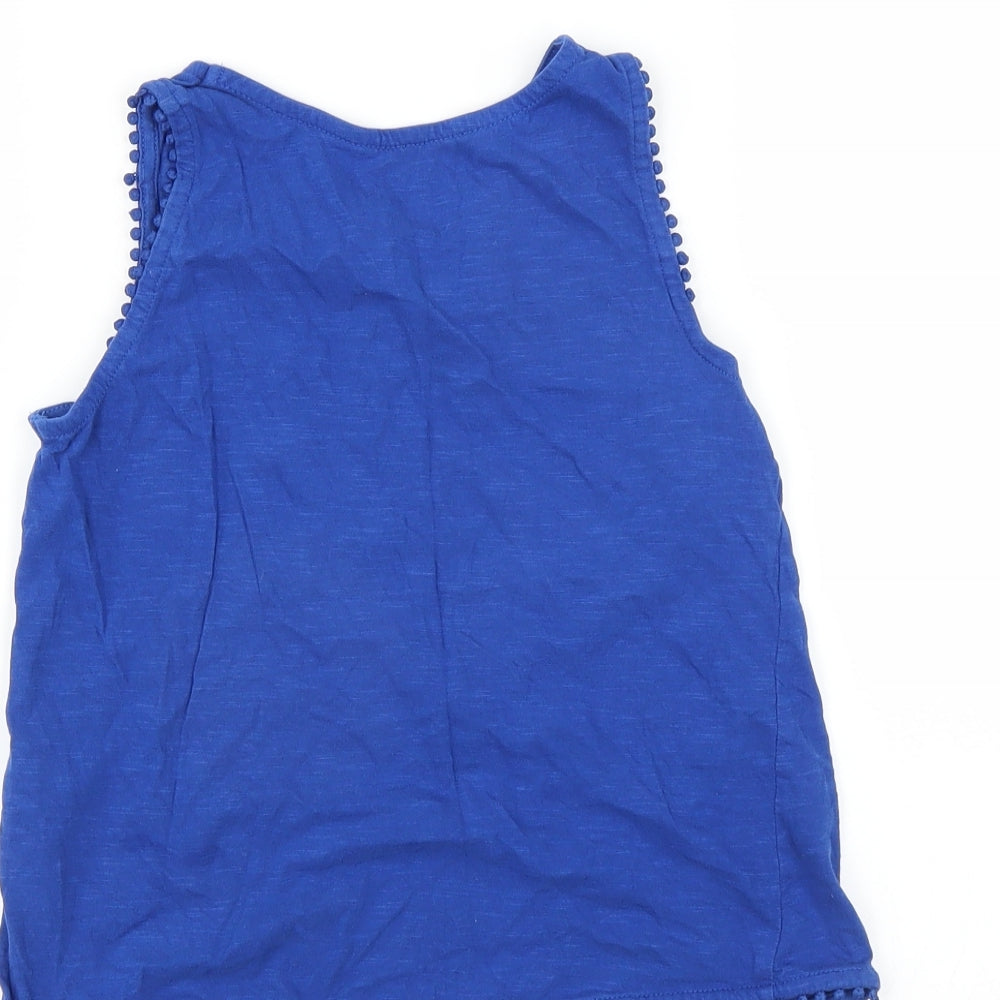 Brand and care label for pepperts! girls’ blue basic tank, size 8-9, years