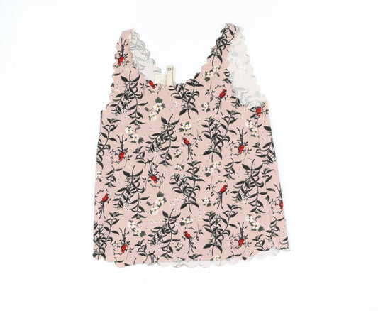 Divided Womens Pink Floral Basic Blouse Size XS