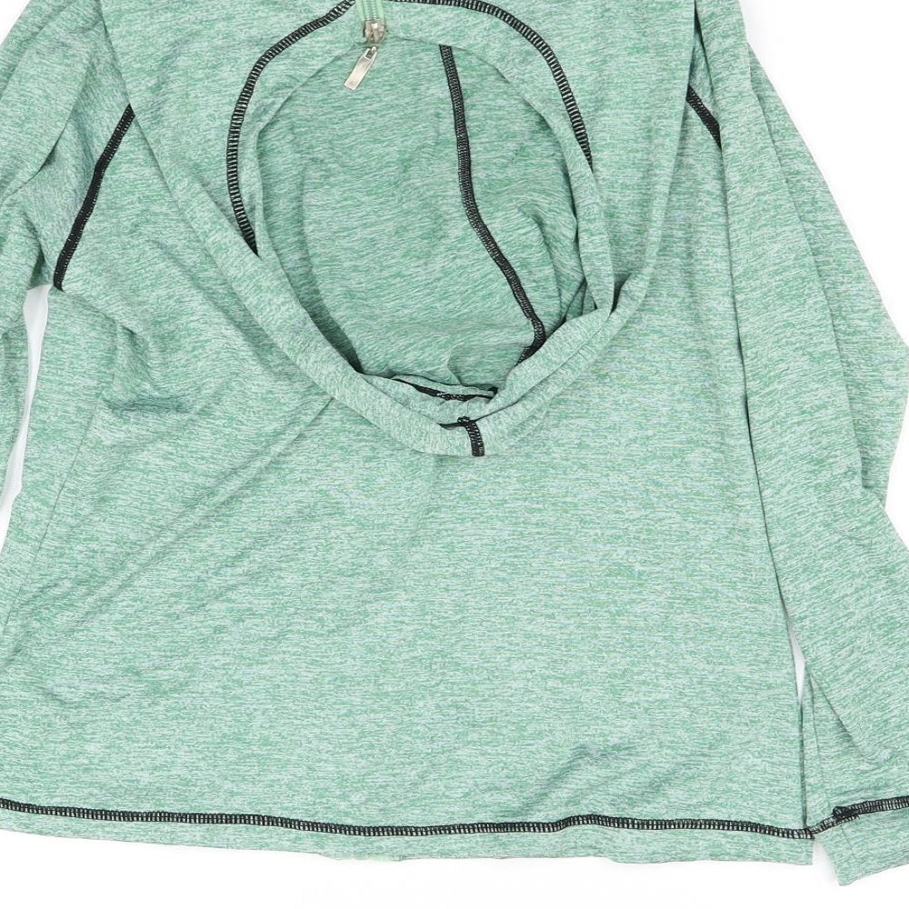 Brand and care label for Preworn women’s green jacket, size M
