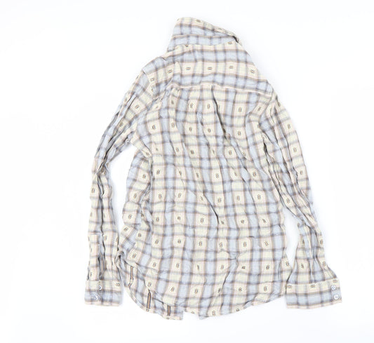 New Look Womens Silver Check Basic Button-Up Size 10