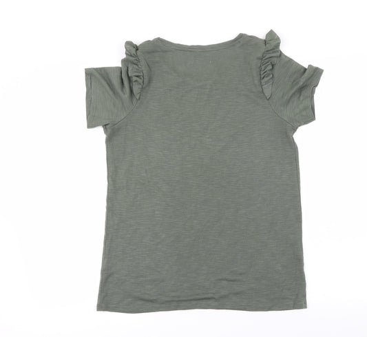 Papaya Womens Green Basic T-Shirt Size 10