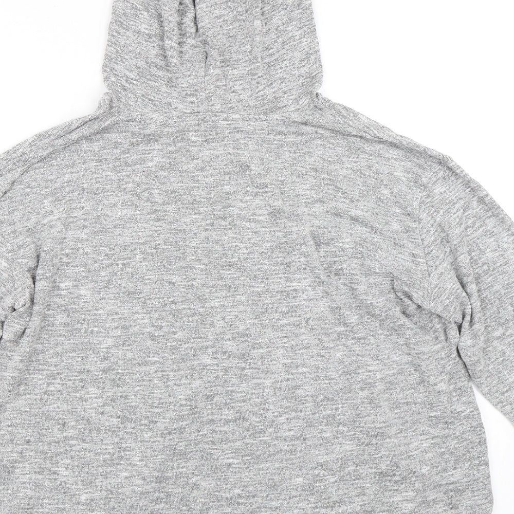 Brand and care label for Papaya women’s grey pullover hoodie, size L