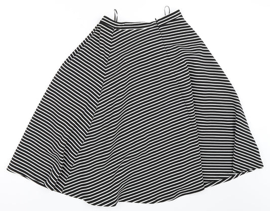 New Look Womens White Striped Flare Skirt Size 8