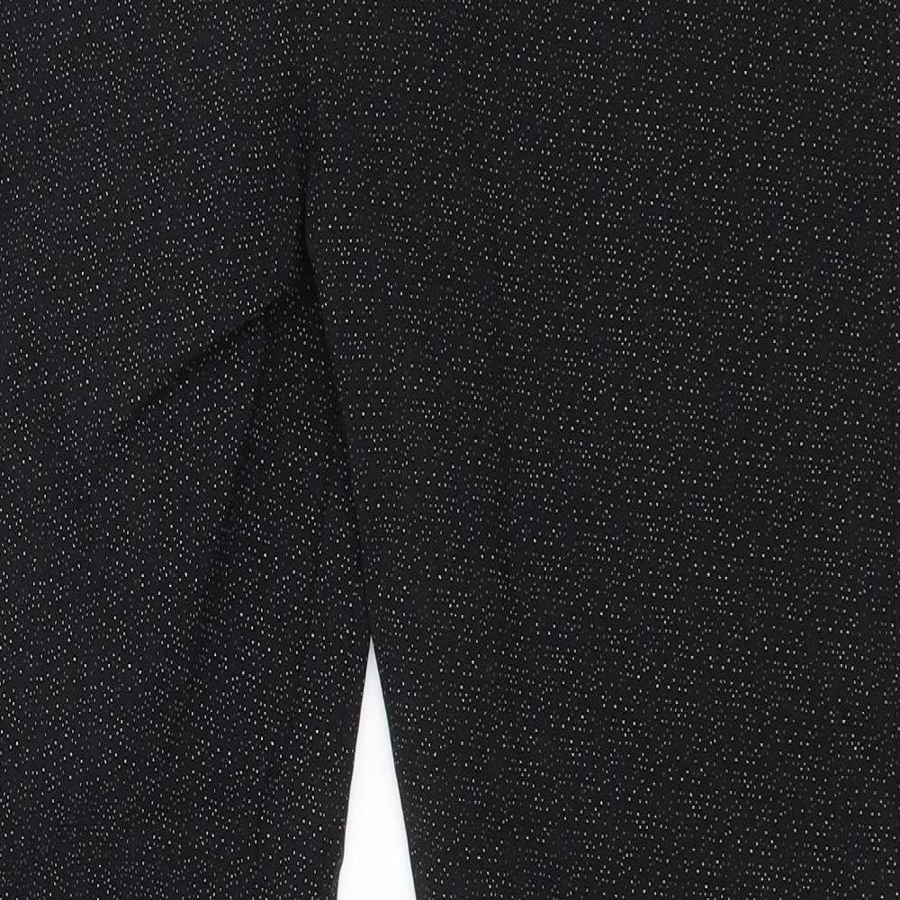 Brand and care label for Adrienne Vittadini women’s black polka dot trousers, size UK 14, 25-inch leg