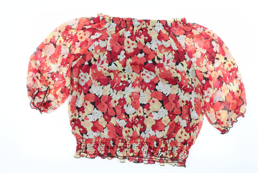 AGB Womens Multicoloured Floral Basic Blouse Size L