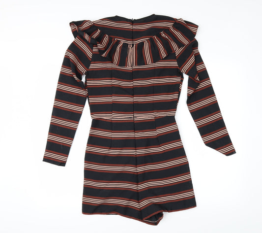 ASOS Womens Black Striped Playsuit One-Piece Size 8