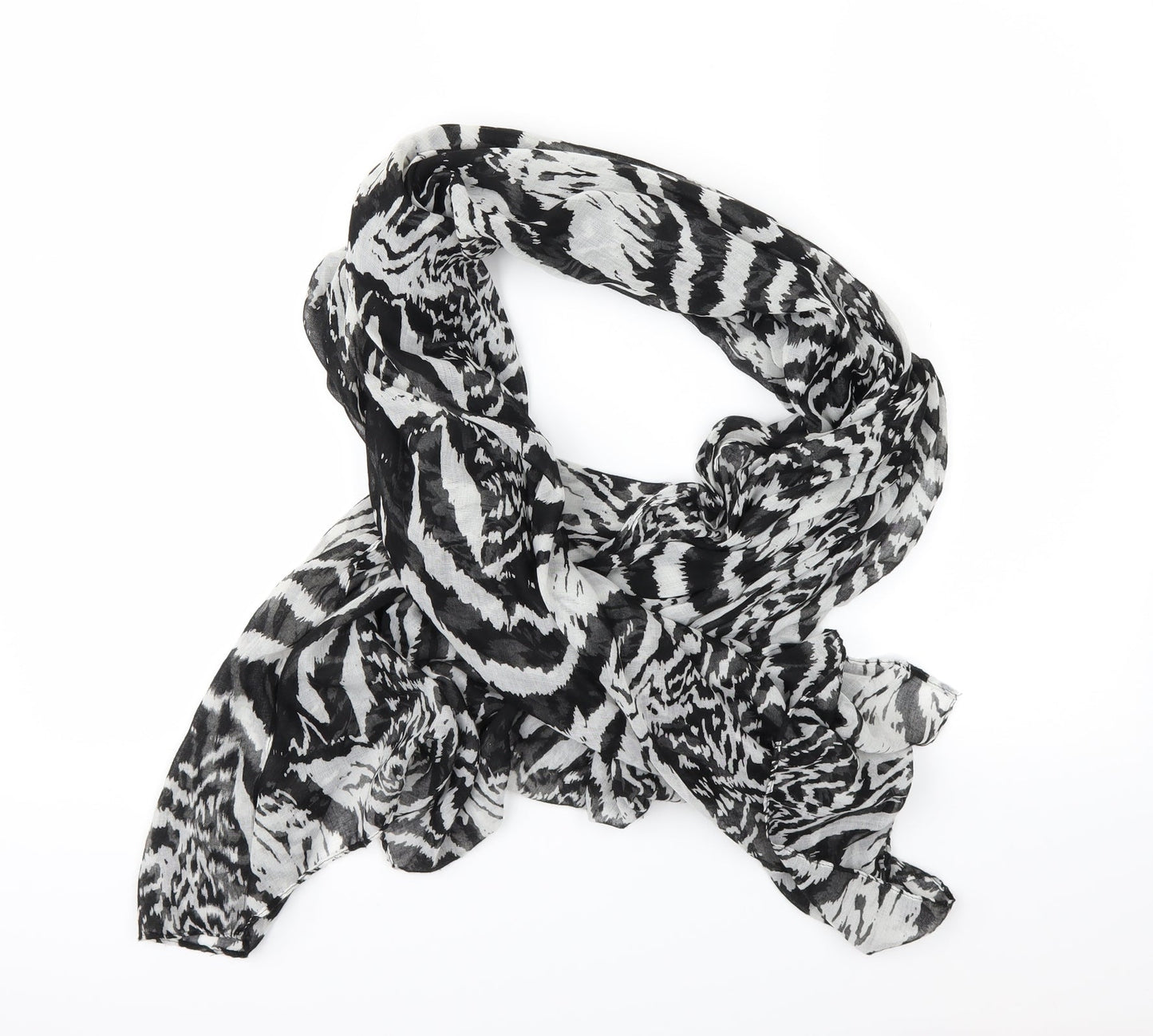 Preworn Womens Black Geometric Scarf
