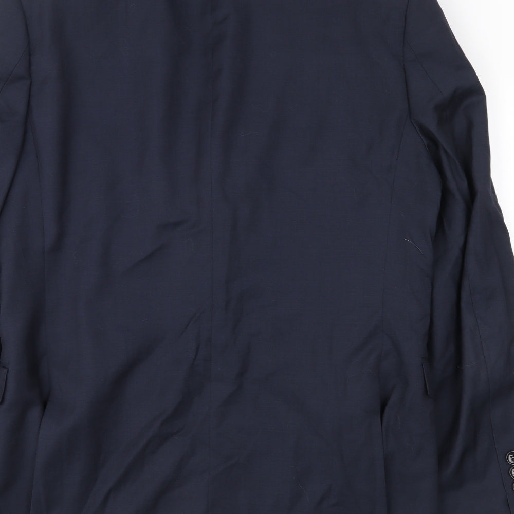 Brand and care label for Preworn men’s blue jacket suit jacket, size 40