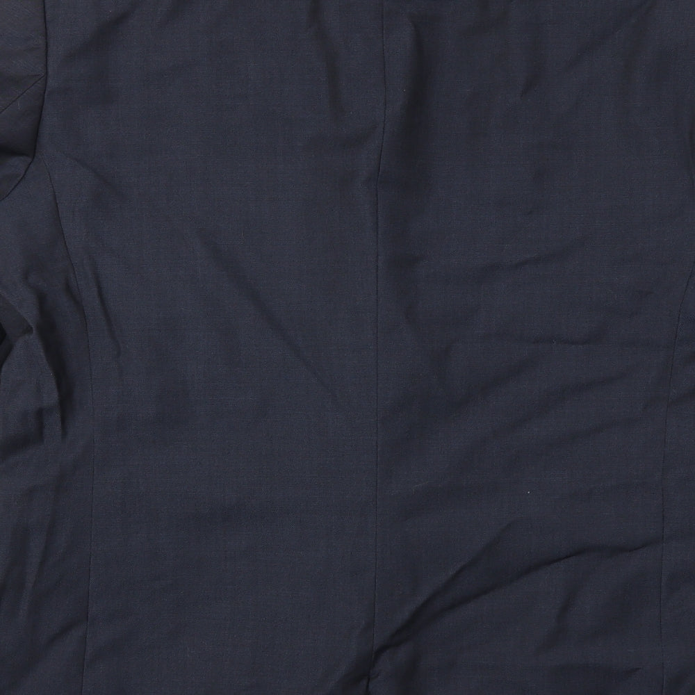 Brand and care label for Preworn men’s blue jacket suit jacket, size 46