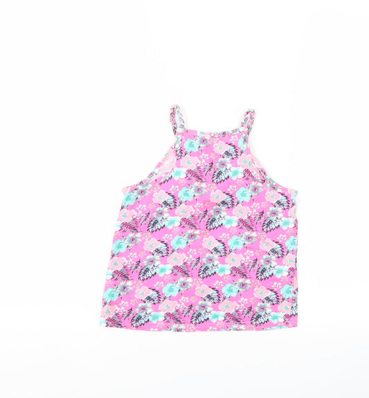 Primark Girls Pink Floral Basic Tank Size 7-8 Years