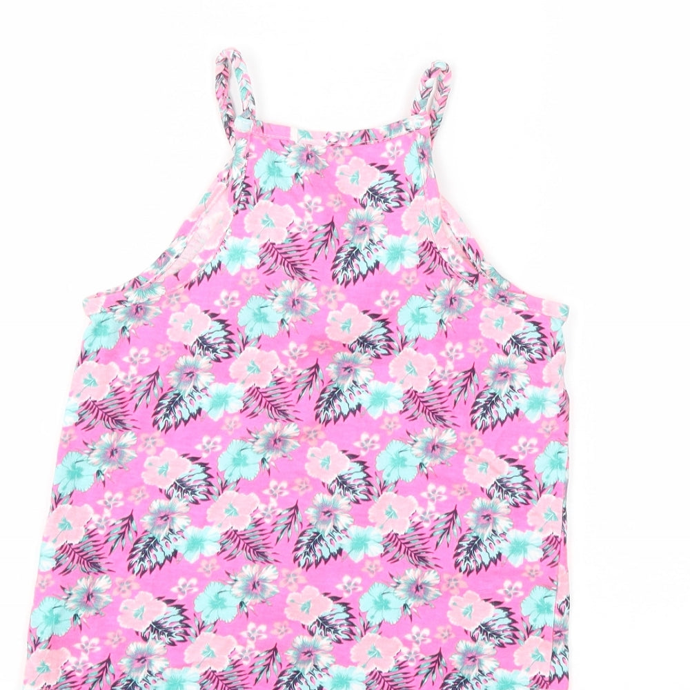 Primark Girls Pink Floral Basic Tank Size 7-8 Years